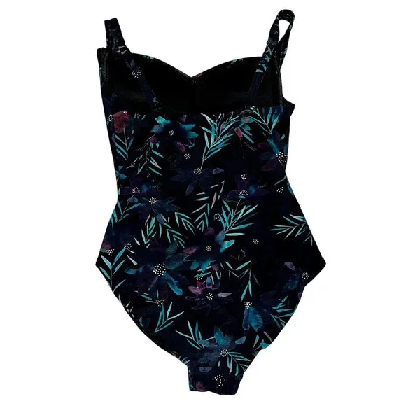 NIP TUCK SWIM Joanne Black Tropical Print One-Piece Multi-Fit Cup Swimsu… - Picture 2 of 8